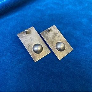 Steampunk Metal Silver tone Earrings post for pierced ears